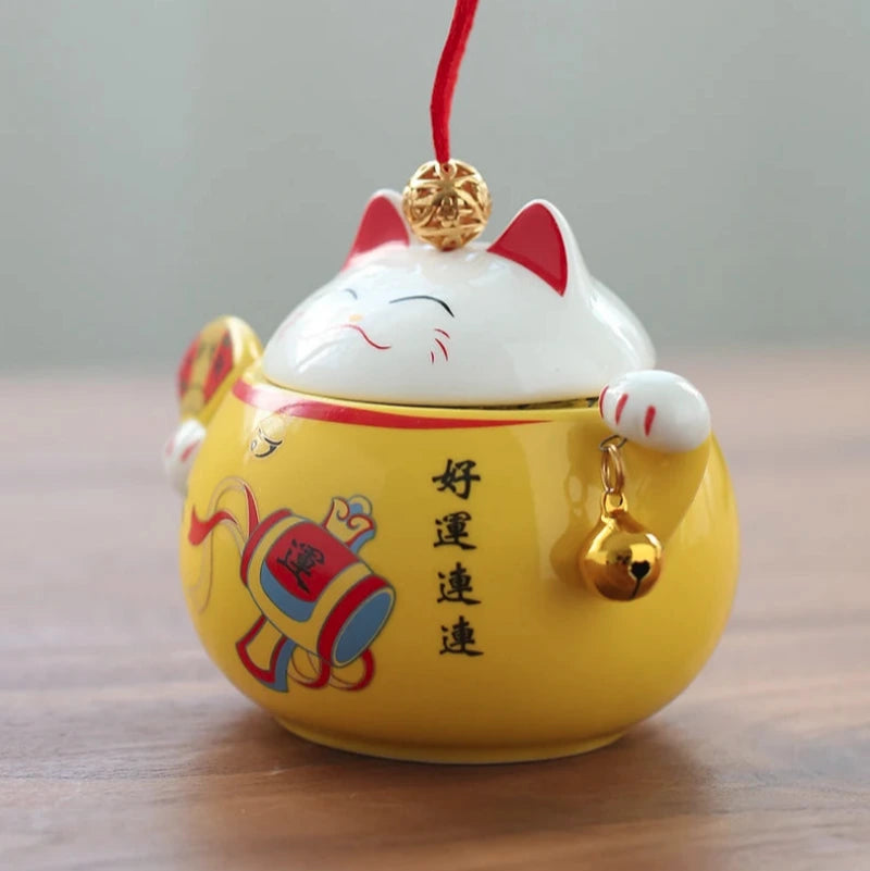 Boîte à Thé Chat Chanceux