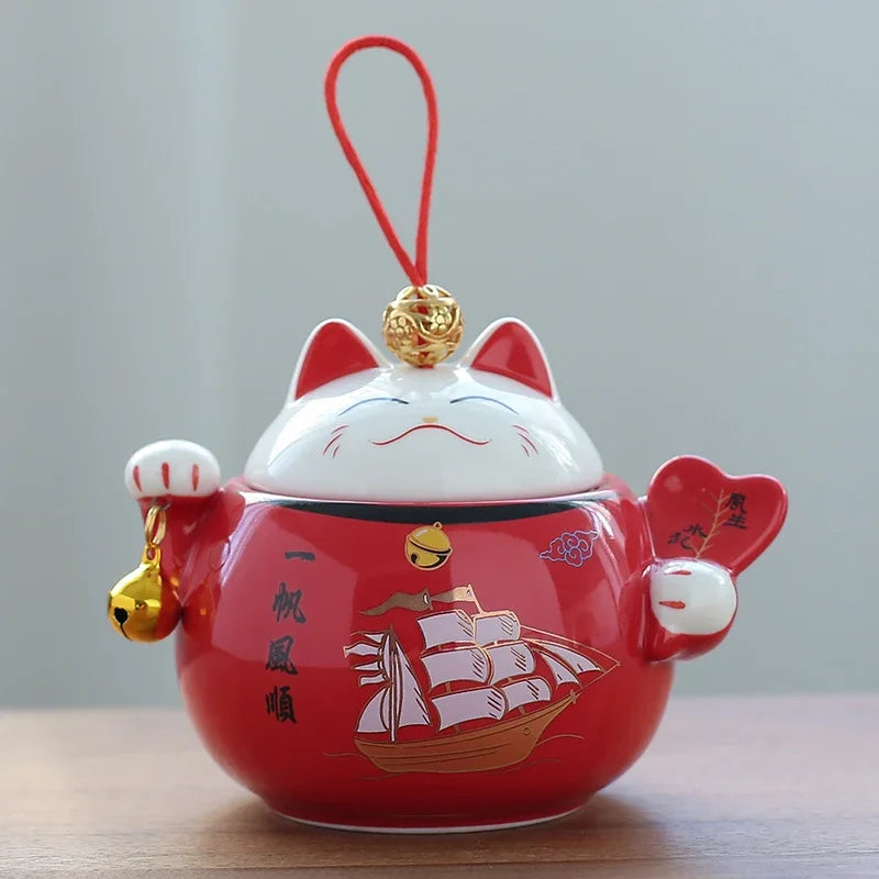 Boîte à Thé Chat Chanceux