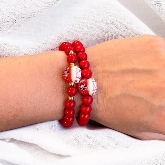 Bracelet Maneki Neko Rouge