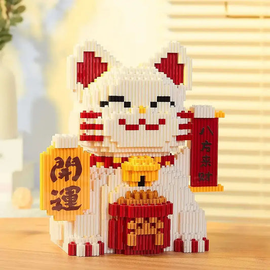 Chat Chanceux à Construire Blanc