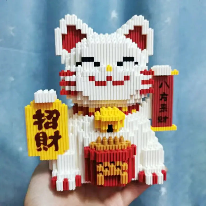 Chat Chanceux à Construire Blanc