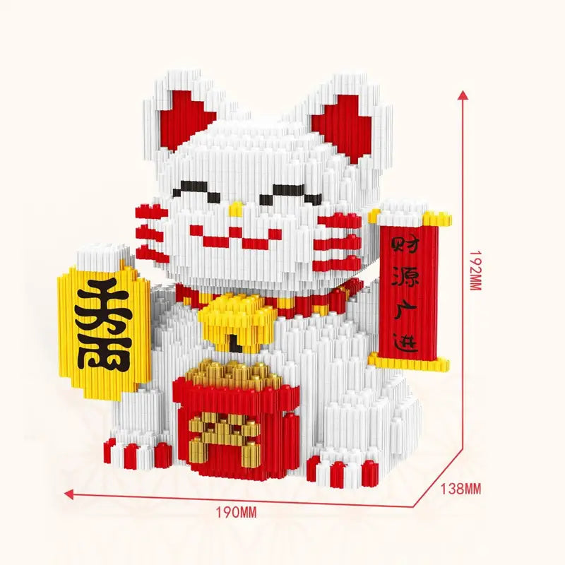Chat Chanceux à Construire Blanc