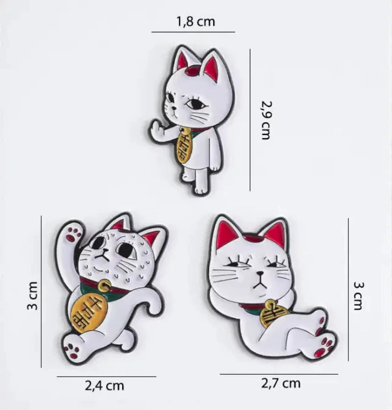 Pin's Chat Japonais Anime, Lot de 3