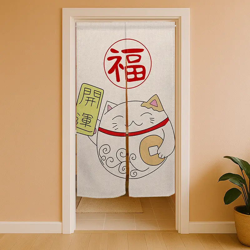Noren Japonais Chat Chanceux