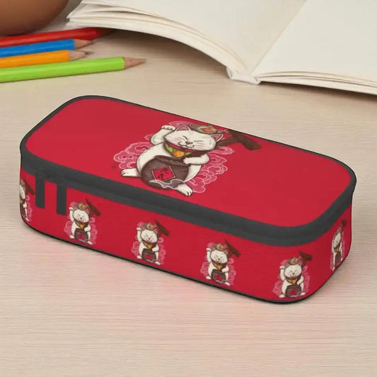 Trousse Crayons Chat Chanceux Rouge