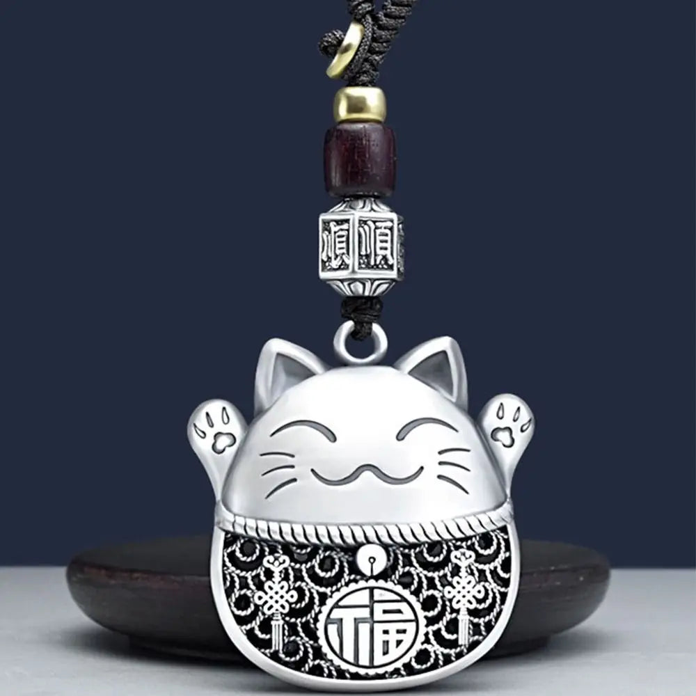 Porte-Clés Chat Chanceux Argent