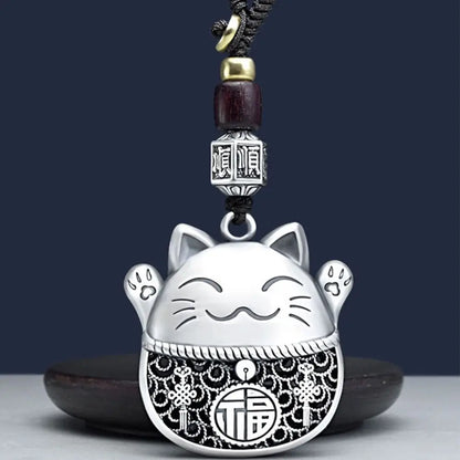 Porte-Clés Chat Chanceux Argent
