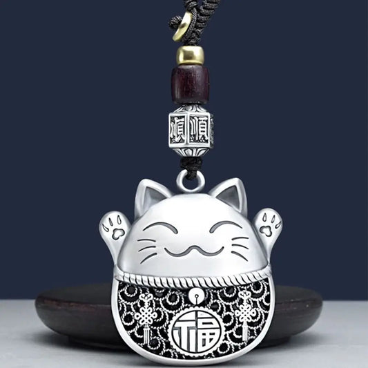 Porte-Clés Chat Chanceux Argent