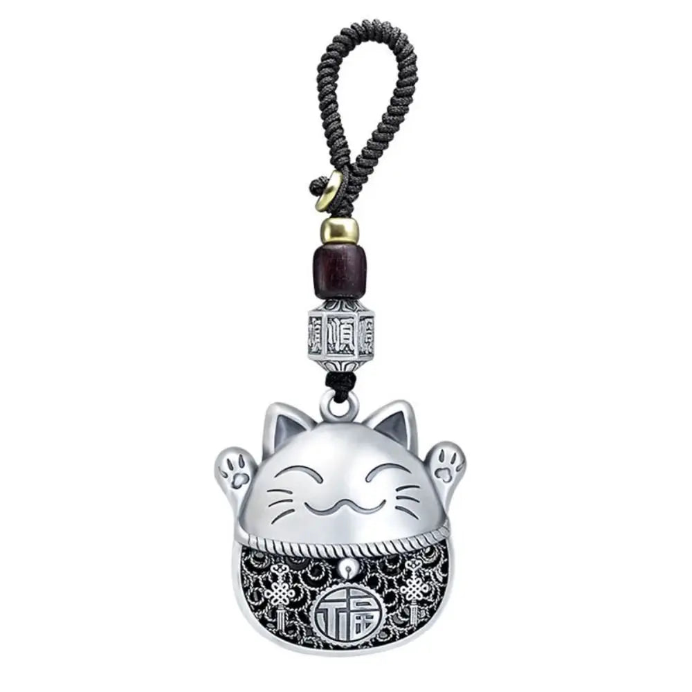 Porte-Clés Chat Chanceux Argent