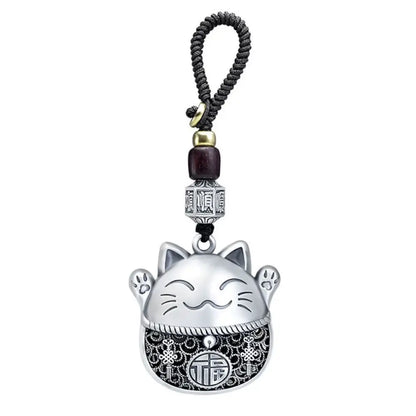 Porte-Clés Chat Chanceux Argent