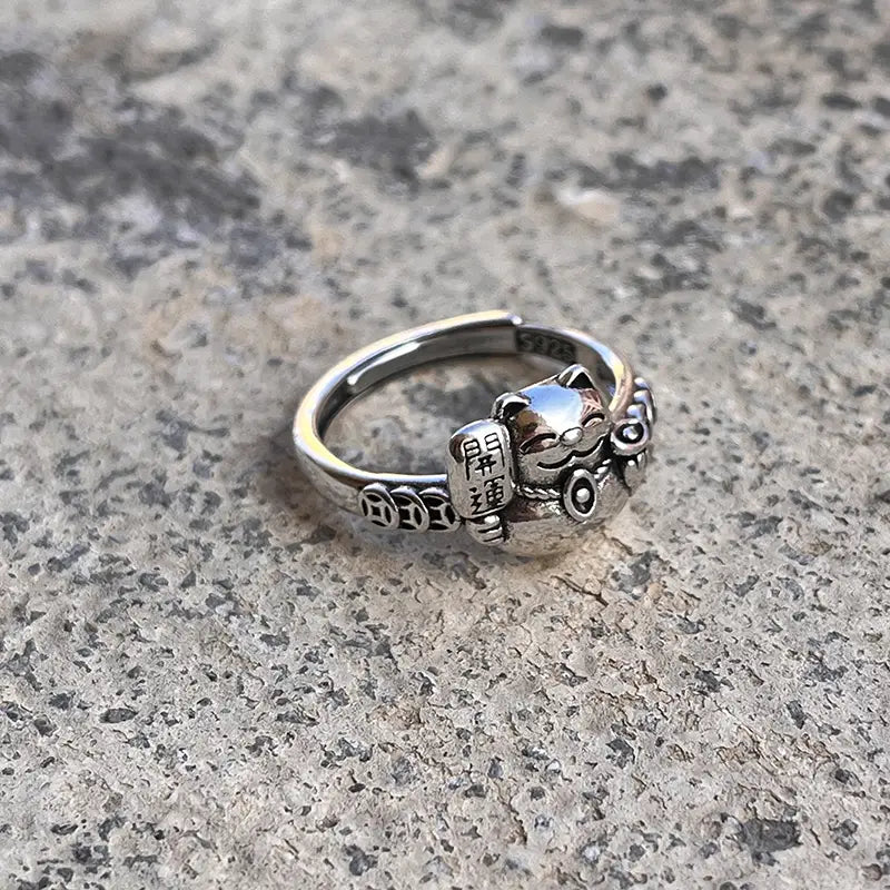 Bague Chat Chanceux en Argent