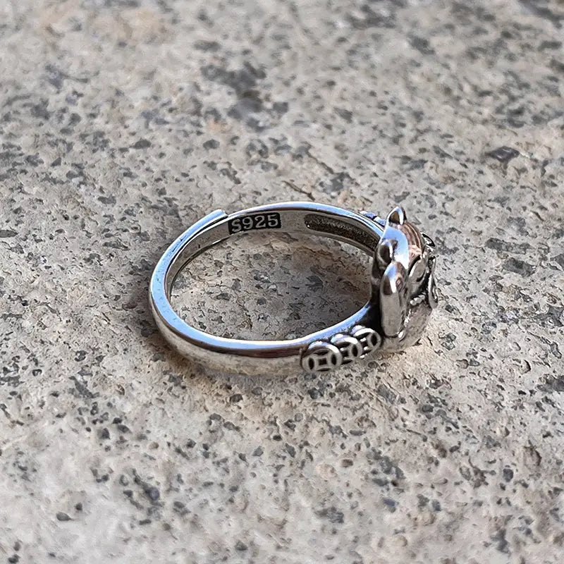 Bague Chat Chanceux en Argent