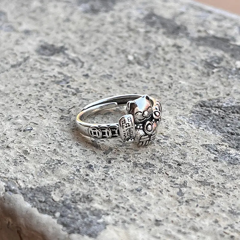 Bague Chat Chanceux en Argent