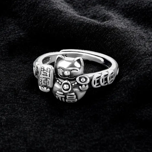 Bague Chat Chanceux en Argent
