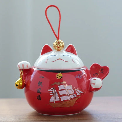 Boîte à Thé Chat Chanceux