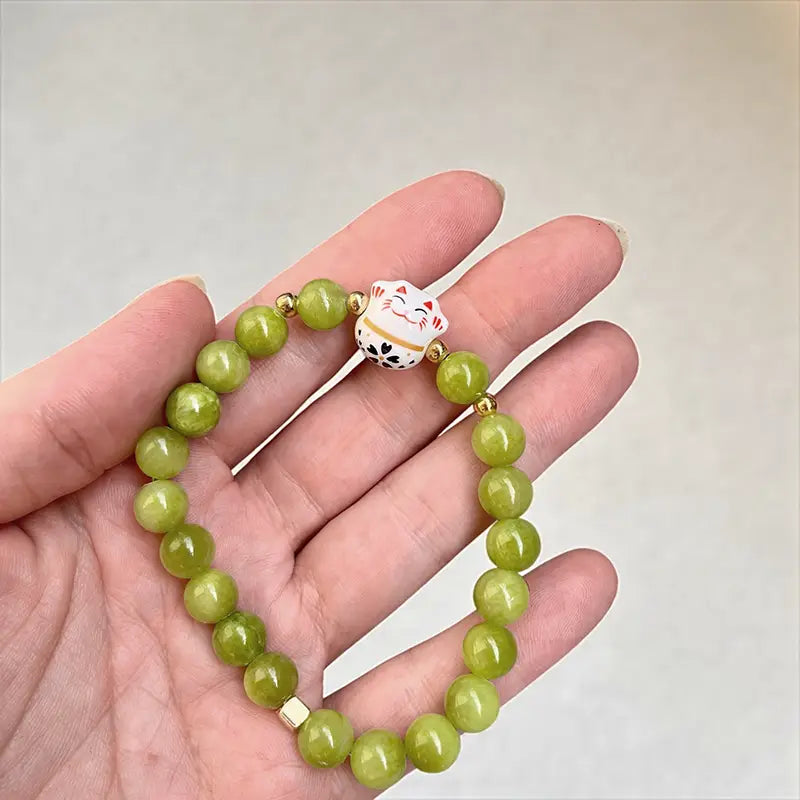 Bracelet Maneki Neko et Jade