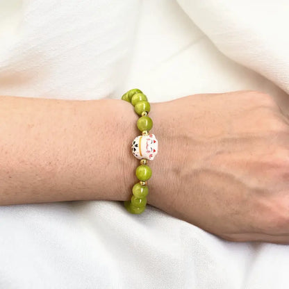 Bracelet Maneki Neko et Jade