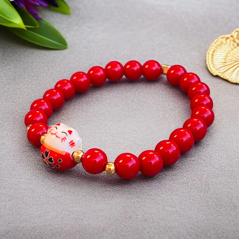 Bracelet Maneki Neko Rouge