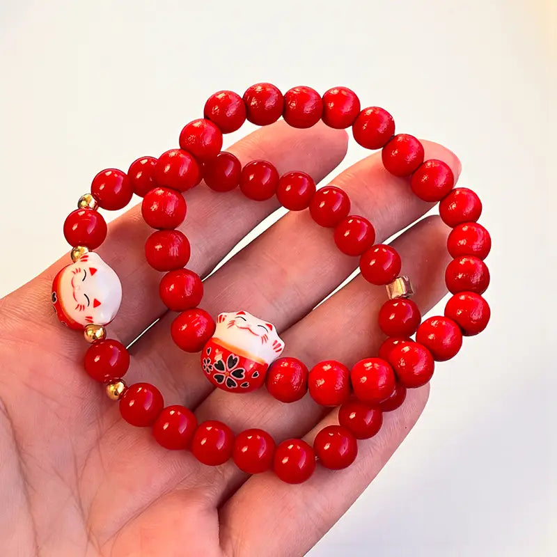 Bracelet Maneki Neko Rouge