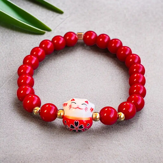 Bracelet Maneki Neko Rouge