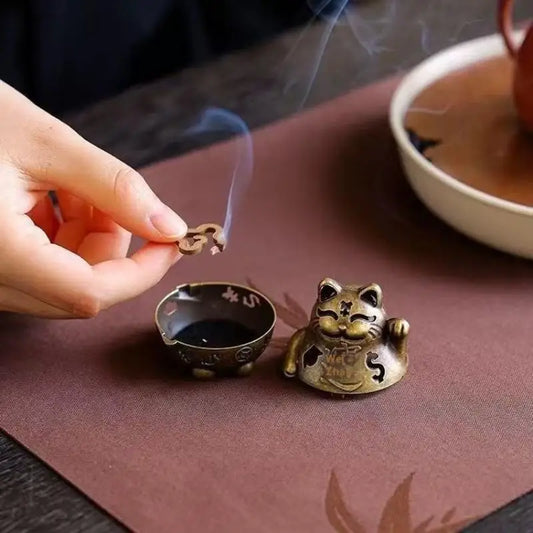 Brûleur d'Encens Chat Chanceux