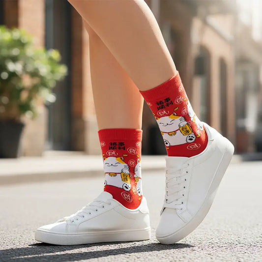Chaussettes Chat Chanceux Rouges