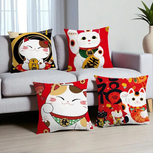 Housse de Coussin Maneki Neko