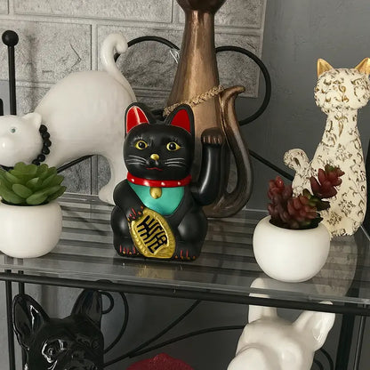 Chat Porte-Bonheur Maneki-Neko Noir 16 Cm - Feng Shui Starlet24, Symbole De Chance Et Prospérité En Plastique Porte-bonheur Asiatique Chat Porte-Bonheur Maneki-Neko Noir 16 Cm - Feng Shui Starlet24, Symbole De Chance Et Prospérité En Plastique Porte-bonheur Asiatique