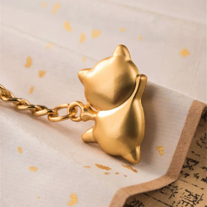 Maneki Neko Porte Clés Doré