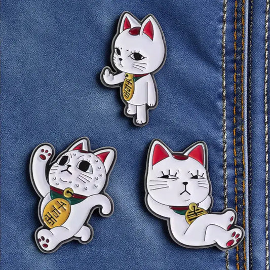 Pin's Chat Japonais Anime, Lot de 3