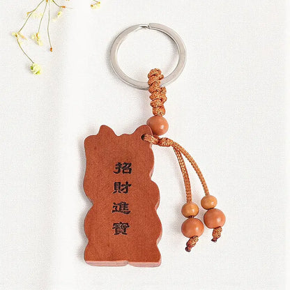 Maneki Neko Porte-Clefs en Bois