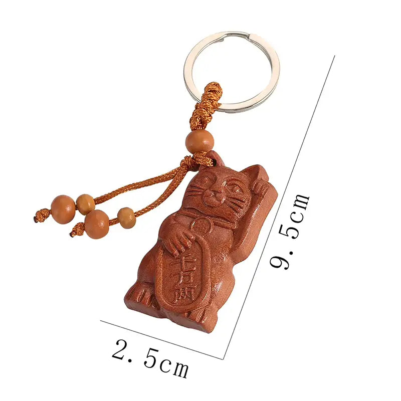 Maneki Neko Porte-Clefs en Bois