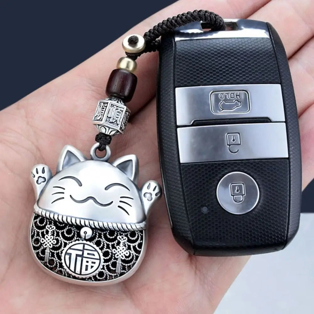 Porte-Clés Chat Chanceux Argent