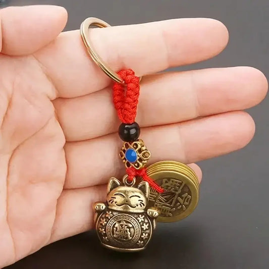 Porte-Clés Chat Chanceux Vintage