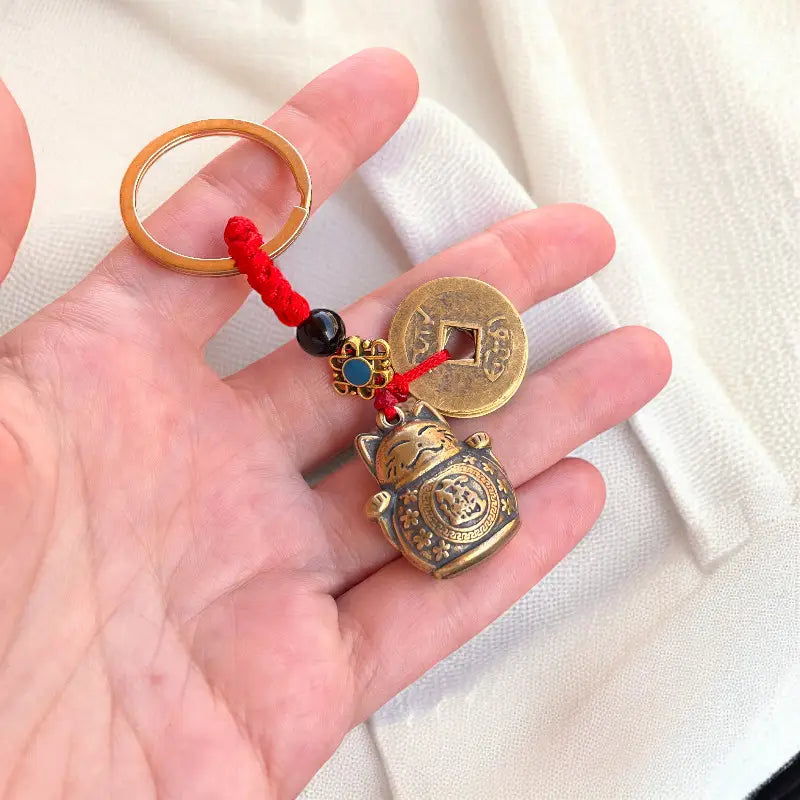 Porte-Clés Chat Chanceux Vintage