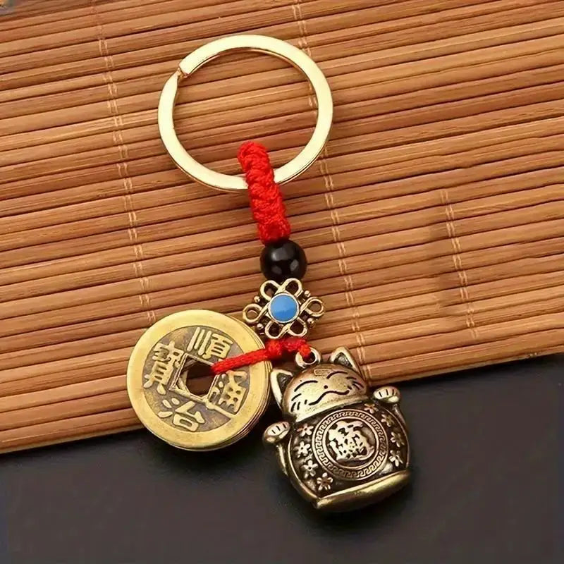 Porte-Clés Chat Chanceux Vintage