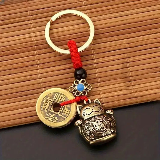 Porte-Clés Chat Chanceux Vintage
