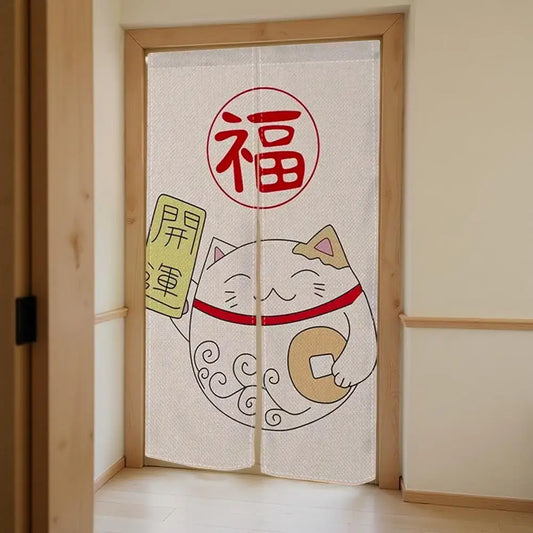 Noren Japonais Chat Chanceux