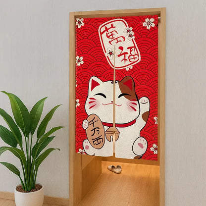 Noren Japonais Chat Chanceux