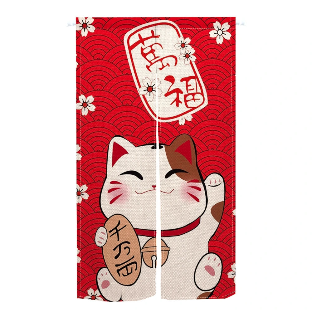 Noren Japonais Chat Chanceux