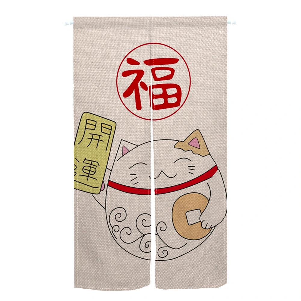 Noren Japonais Chat Chanceux