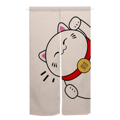 Noren Japonais Chat Chanceux