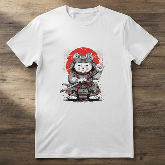 T-Shirt Maneki Neko Blanc "Lucky Samourai"