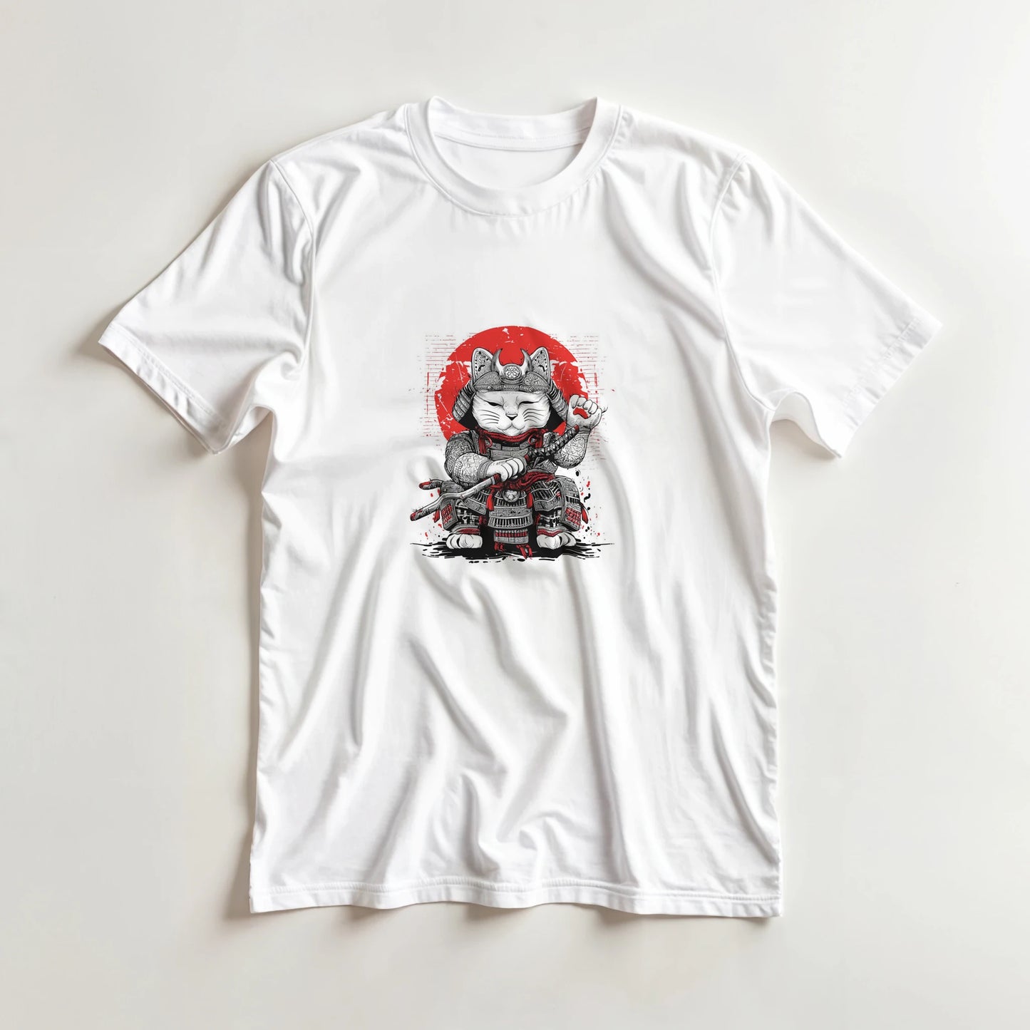T-Shirt Maneki Neko Blanc "Lucky Samourai"