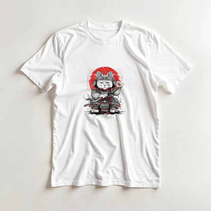 T-Shirt Maneki Neko Blanc "Lucky Samourai"