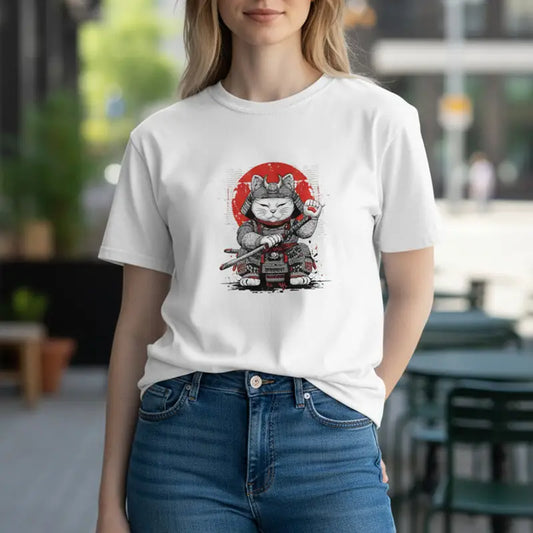 T-Shirt Maneki Neko Blanc "Lucky Samourai"