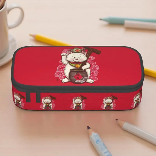 Trousse Crayons Chat Chanceux Rouge